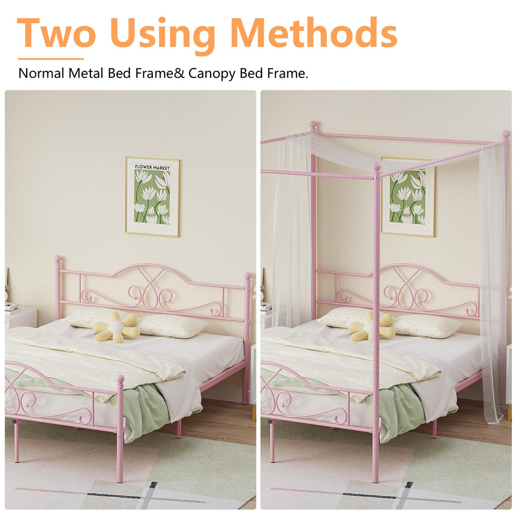 Full Size Canopy Bed Frame with 4 Posters T27681