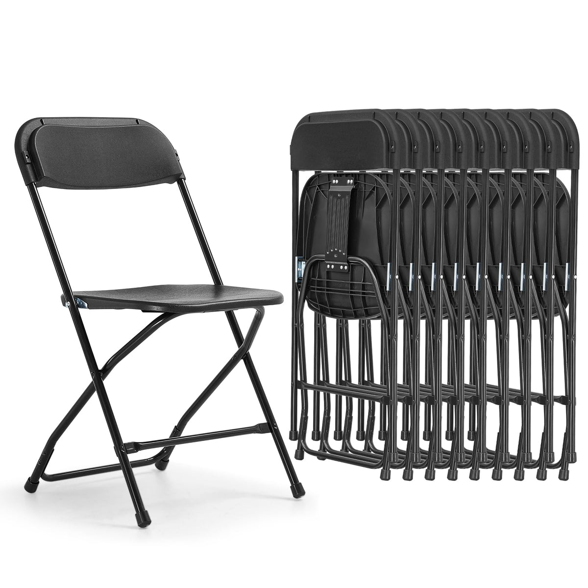 Folding Chairs 10 Pack 550LBS Capacity Heavy Duty Black N575522