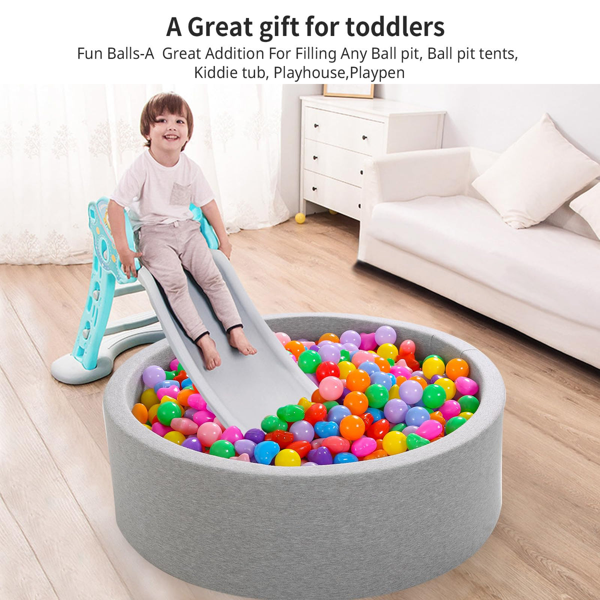 Pack of 100 200 500 BPA Free Non-Toxic Crush Proof Play Balls U603588