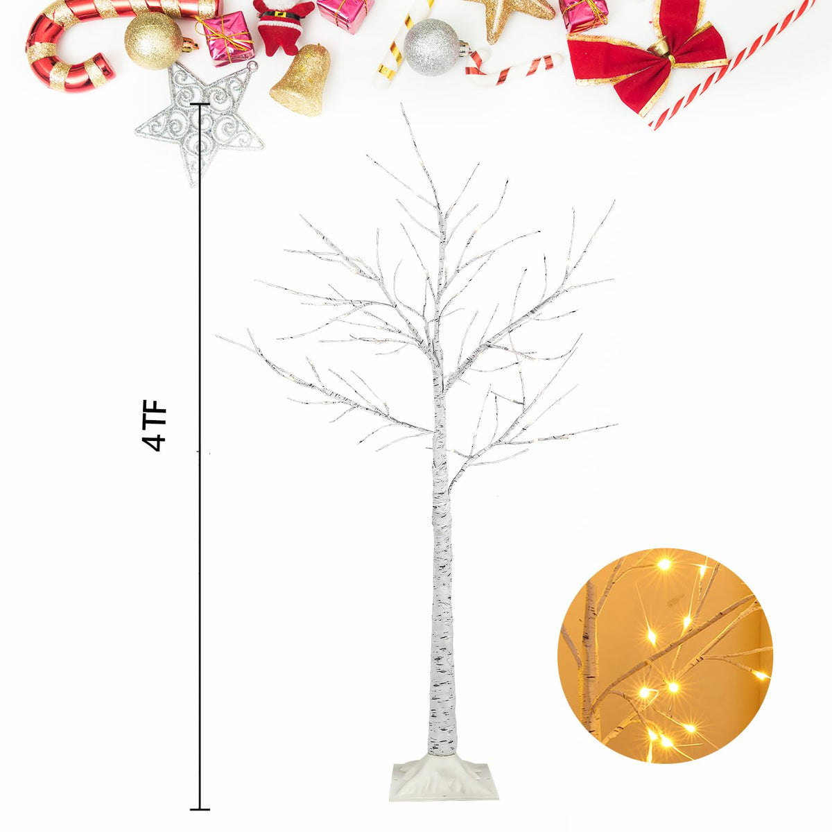 2-Pack 4FT Lighted Birch Tree B750322