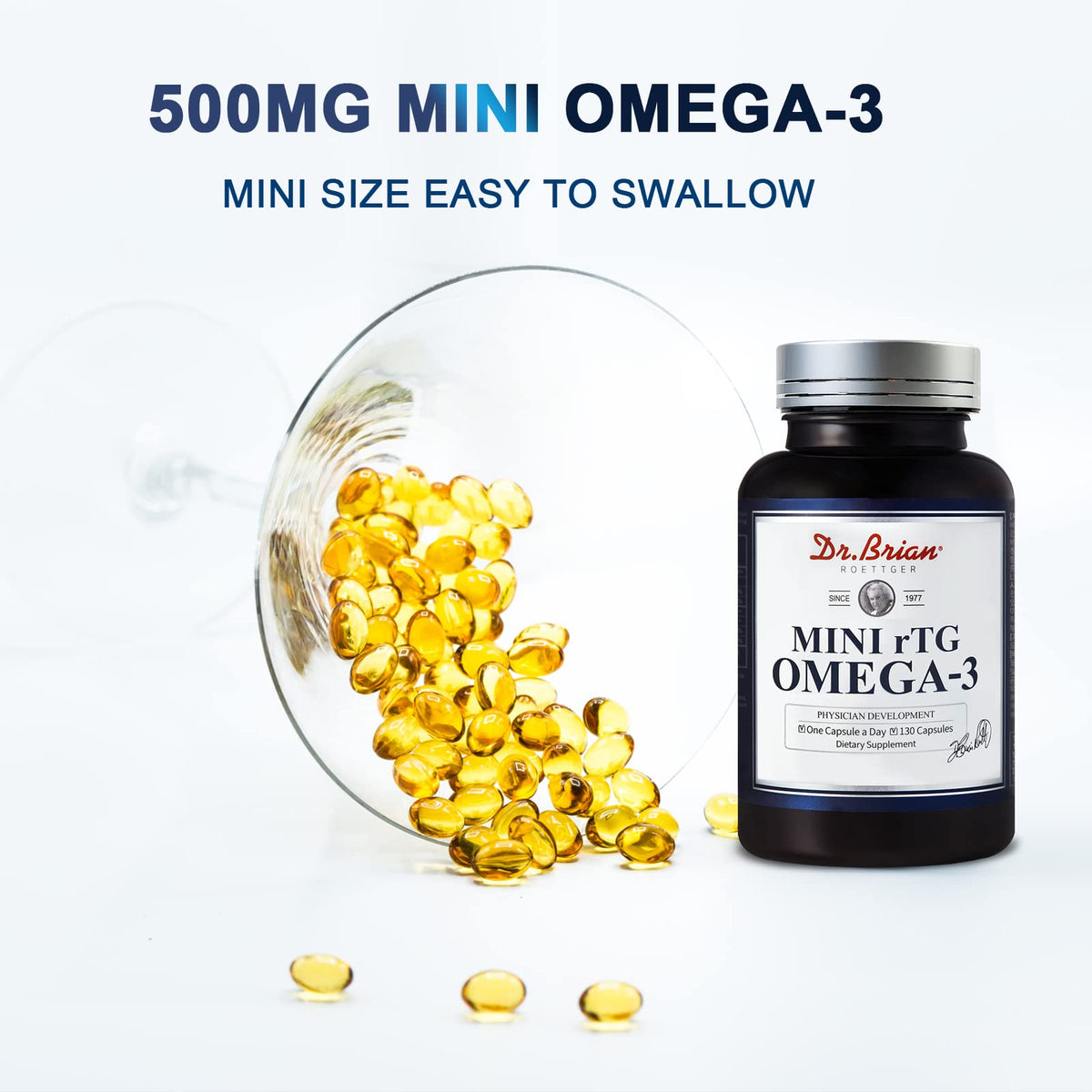 130 Softgel rTG Omega 3 Fish Oil Capsule with EPA/DHA Vitamin D E B1402