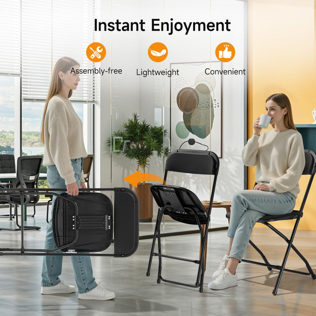 Folding Chairs 10 Pack 550LBS Capacity Heavy Duty Black N575522