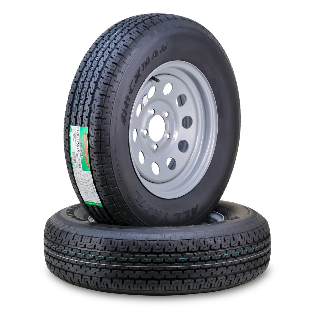 Trailer Tire Wheel ST205/75R15 8-Ply Silver Rim G394