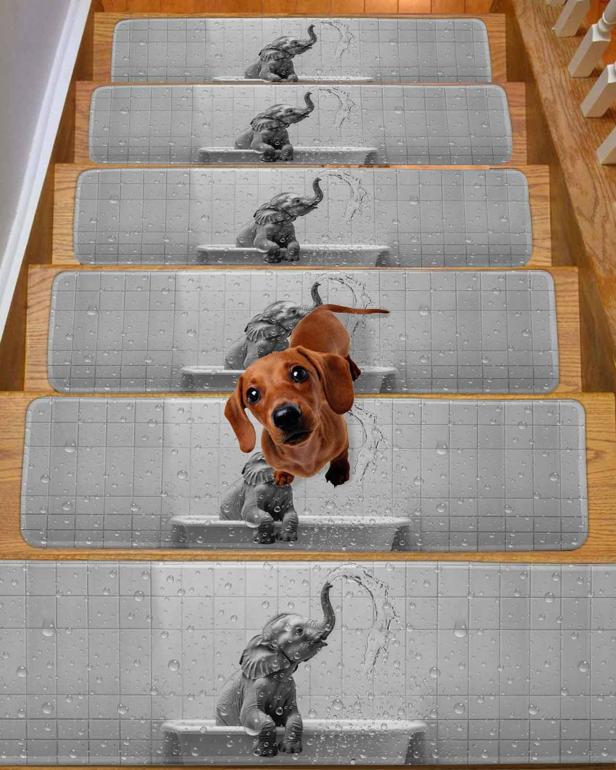 Grey Peel and Stick Stair Treads 8''x30'' 10PCS B512865
