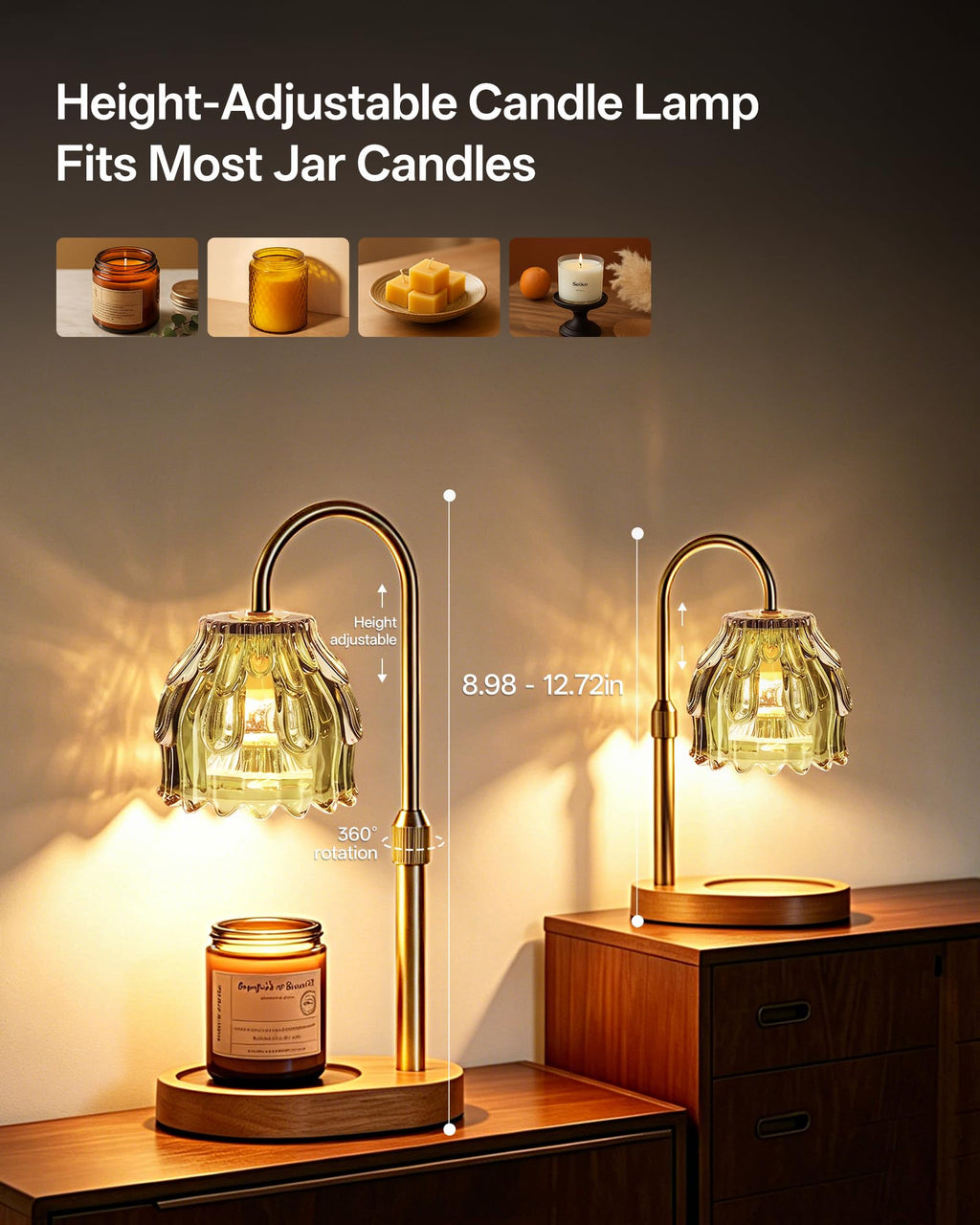 Adjustable Height Green Candle Warmer Lamp P598