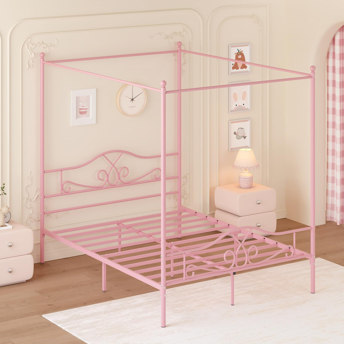 Full Size Canopy Bed Frame with 4 Posters T27681