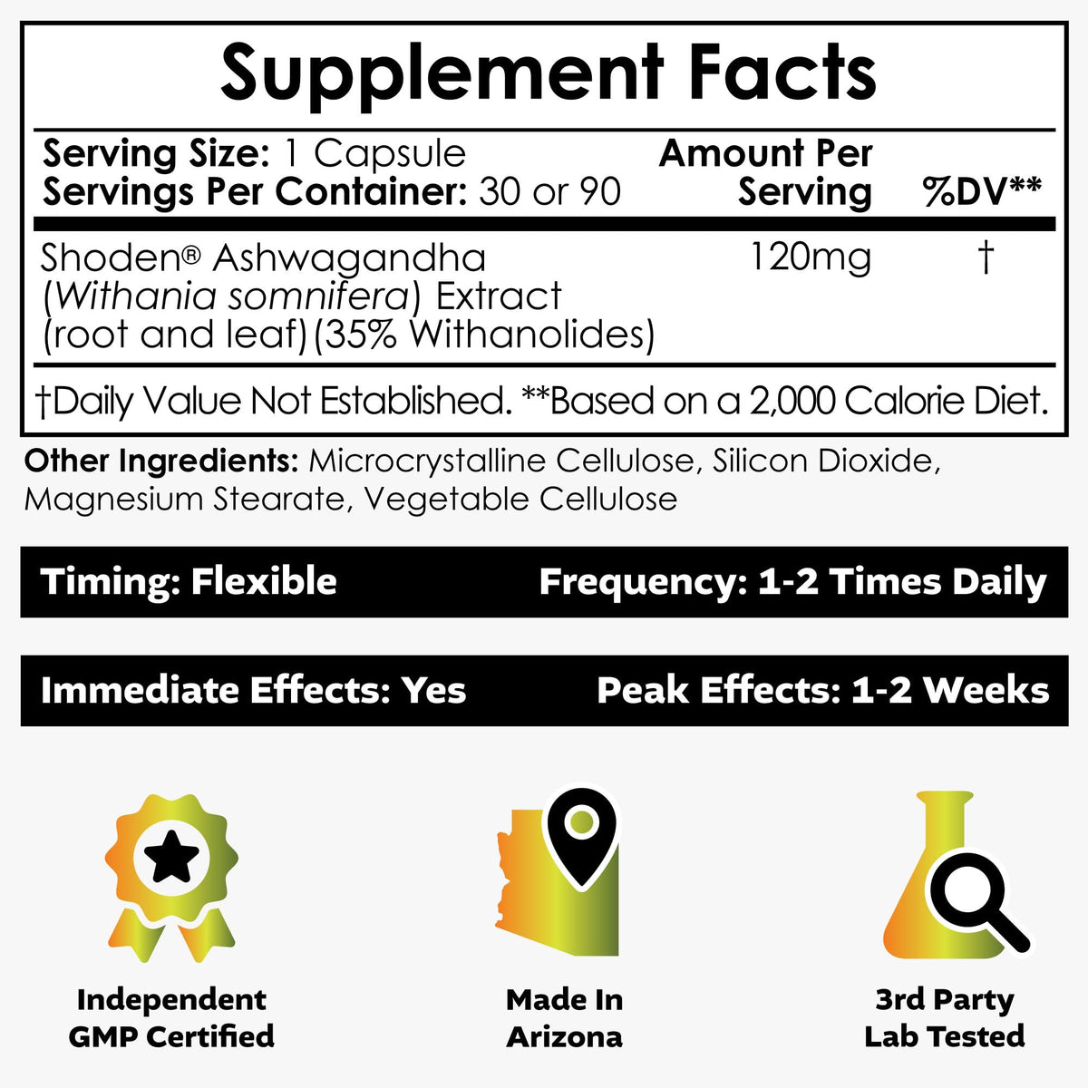 Ashwagandha Extract Capsules 120mg 30 Count P12916