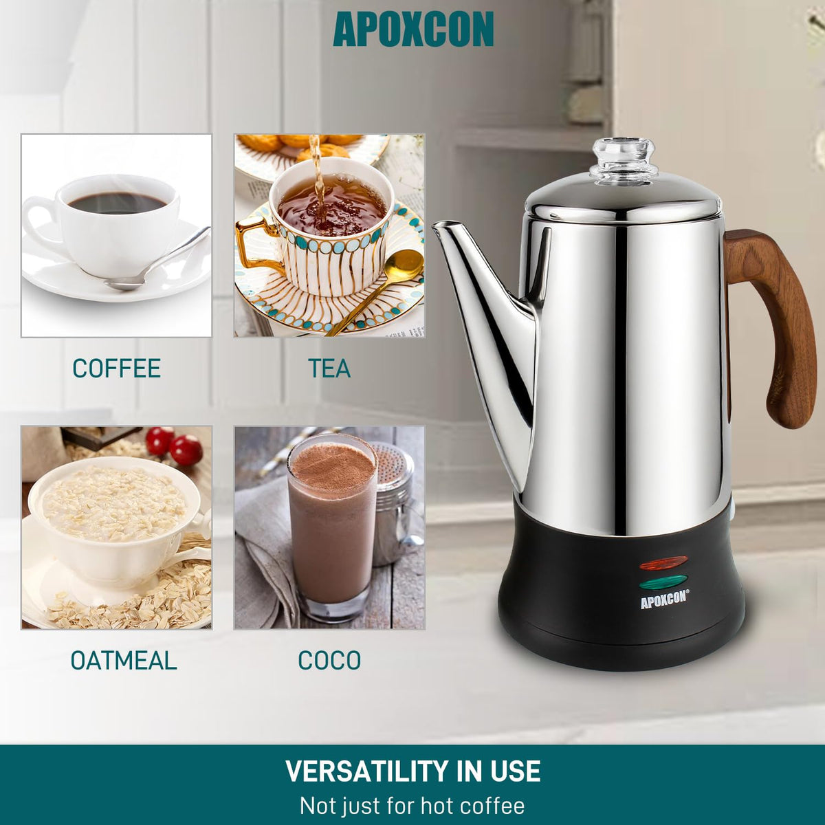 Electric Stainless Steel Coffee Percolator 8 Cup Z18122
