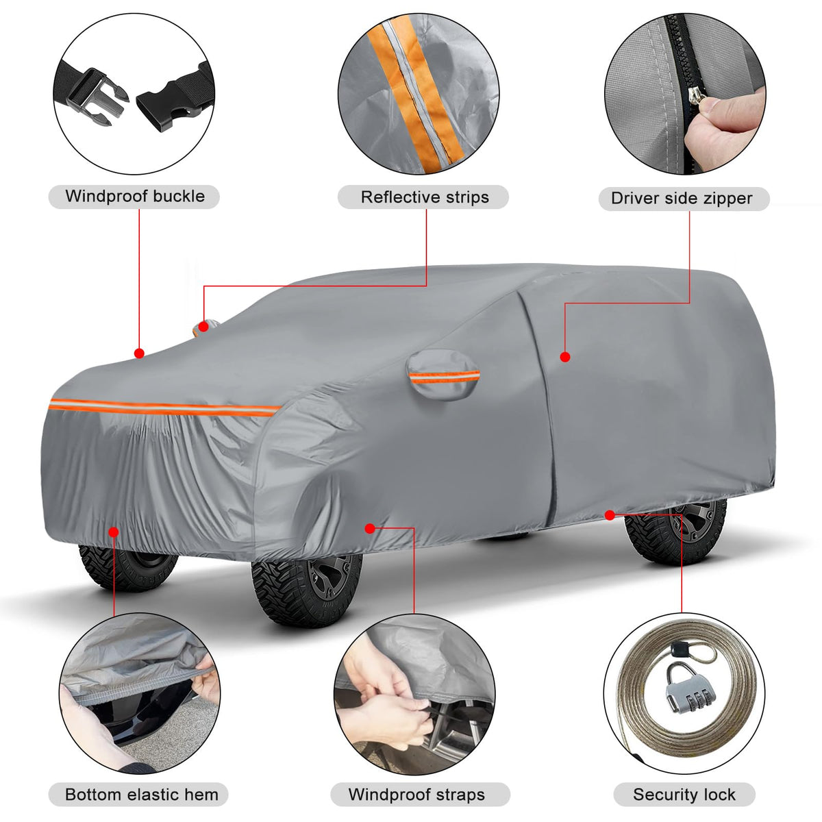 Waterproof Truck Cover for CrewCab 5.5/5.7/5.8 ft with Camper Shell Topper O255