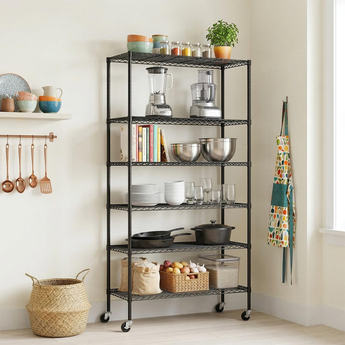 6-Tier Wire Shelf with Wheels T9917