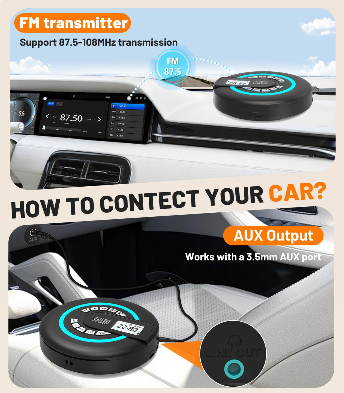 Portable CD Player with Speaker Bluetooth Q609843