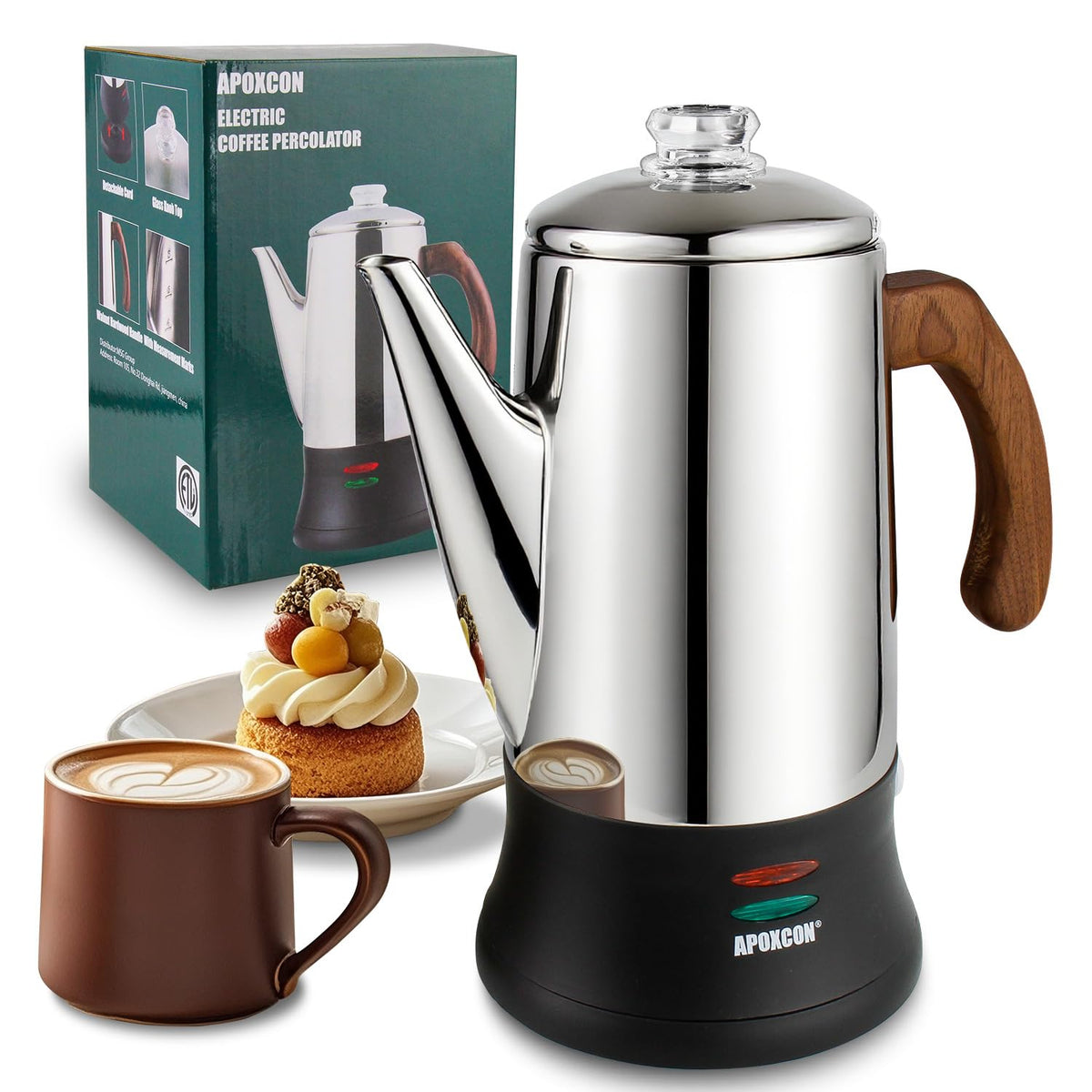 Electric Stainless Steel Coffee Percolator 8 Cup Z18122