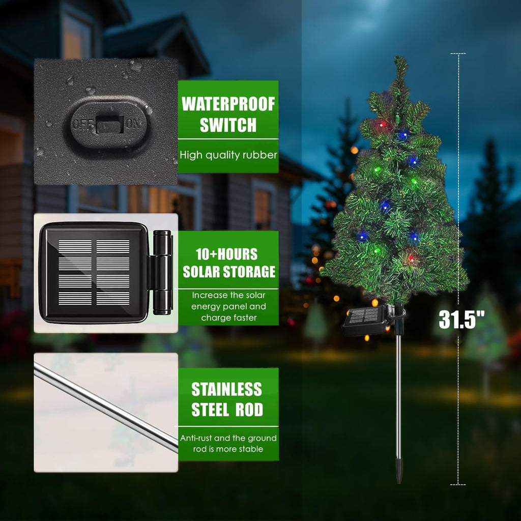 Solar Christmas Tree Garden Stake Lights Outdoor Waterproof V2528