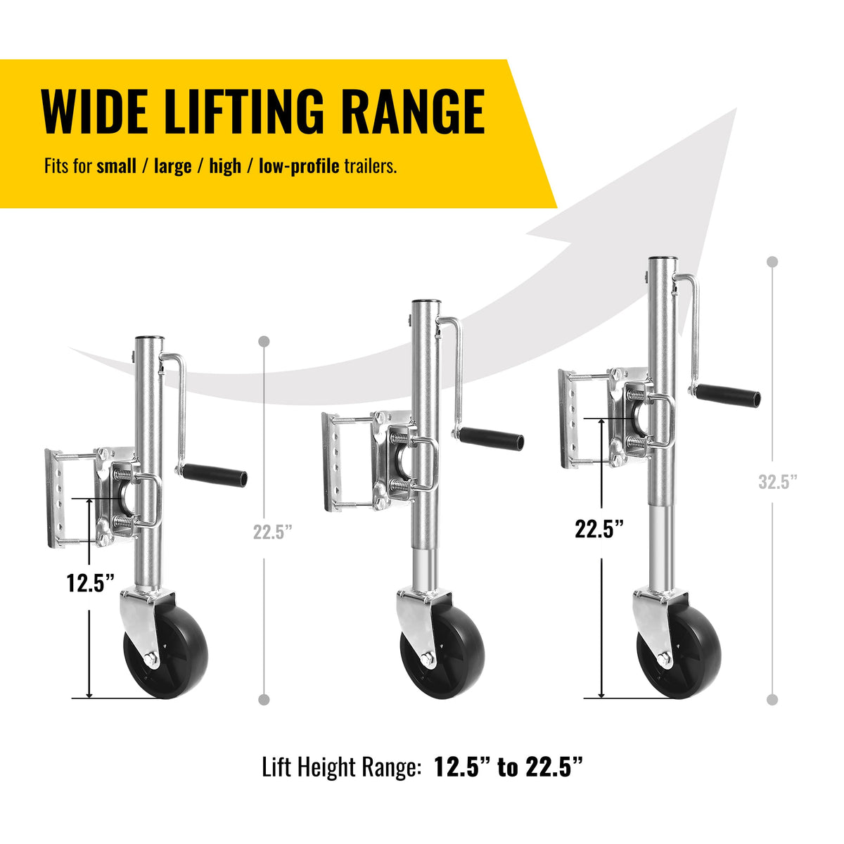 10" 1,000 lb Capacity Trailer Jack with Wheel N428