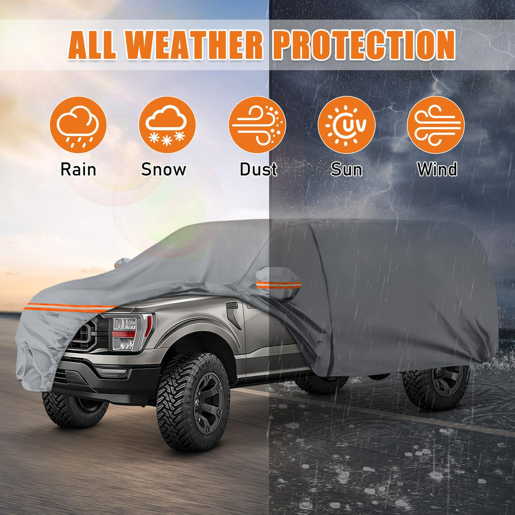 Waterproof Truck Cover for CrewCab 5.5/5.7/5.8 ft with Camper Shell Topper O255