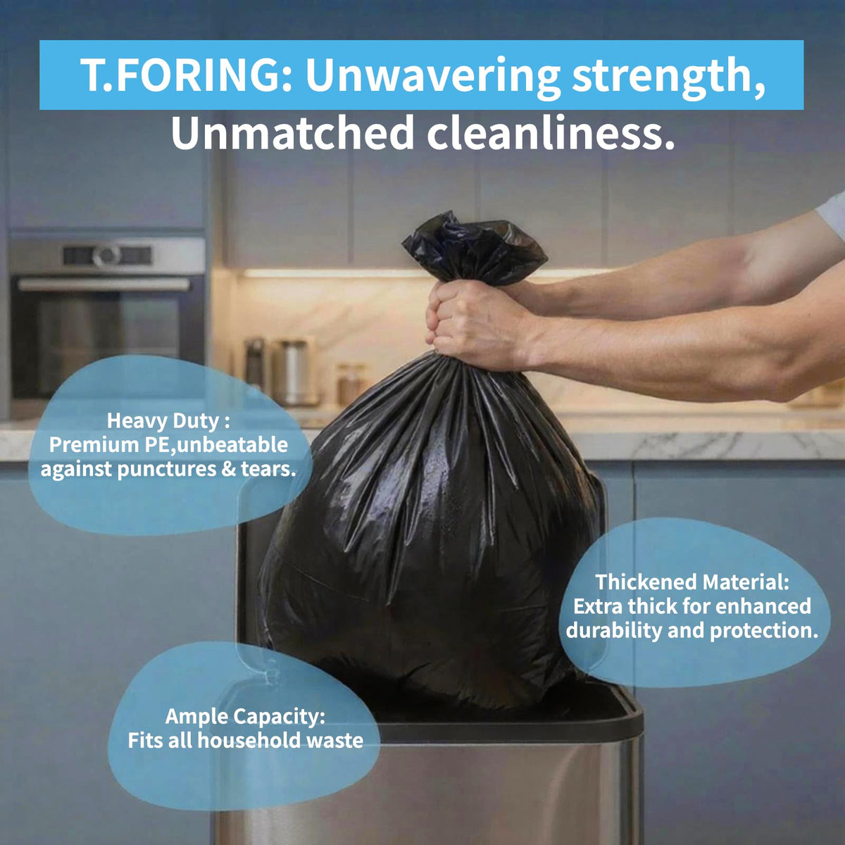 55-60 Gallon Heavy Duty Trash Bags, 2.1 Mil, 100 Count N25060