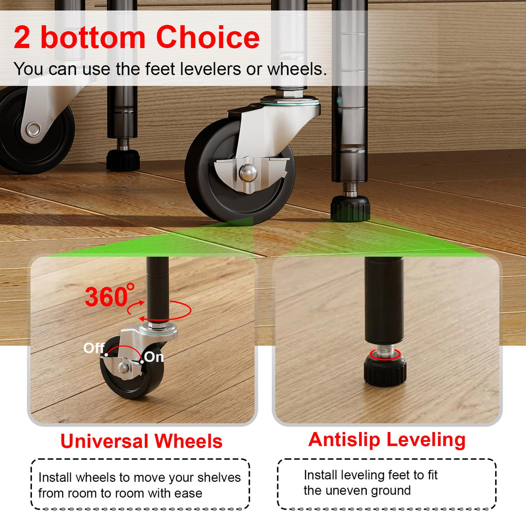 6-Tier Wire Shelf with Wheels T9917