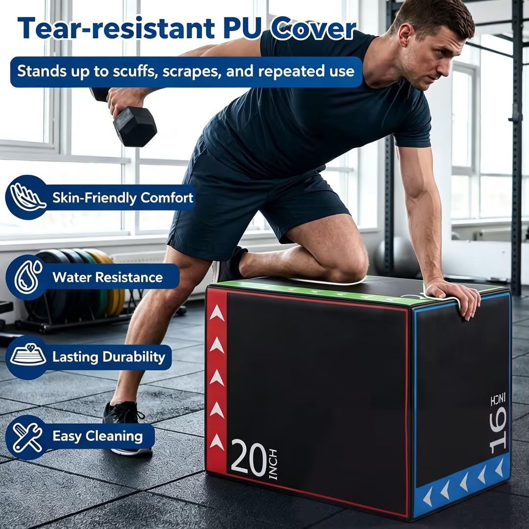 3 in 1 Plyometric Jump Box 16/20/24 Inch Soft Foam L260506
