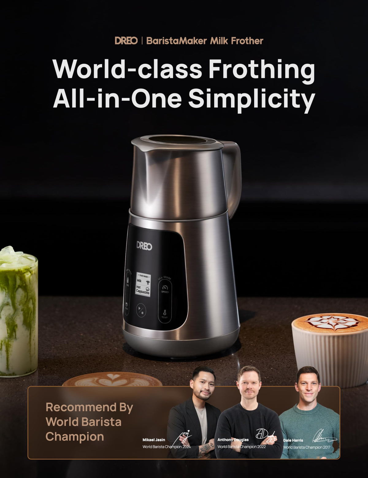Electric Milk Frother 15oz Dishwasher Safe S185