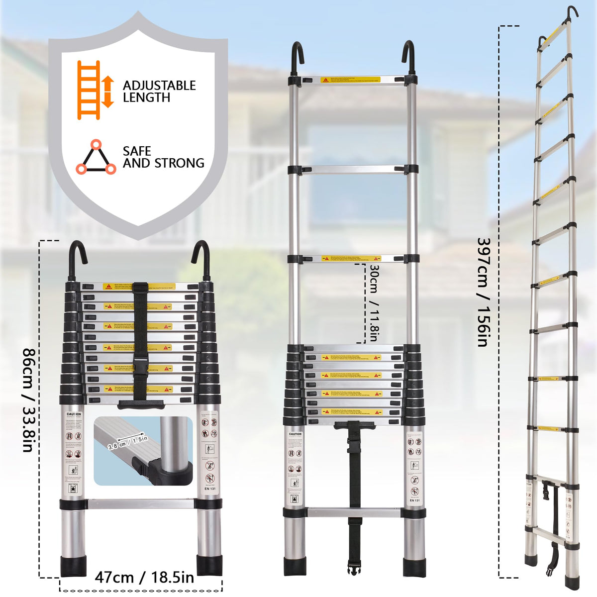10.5FT Aluminum Telescoping Ladder J8467