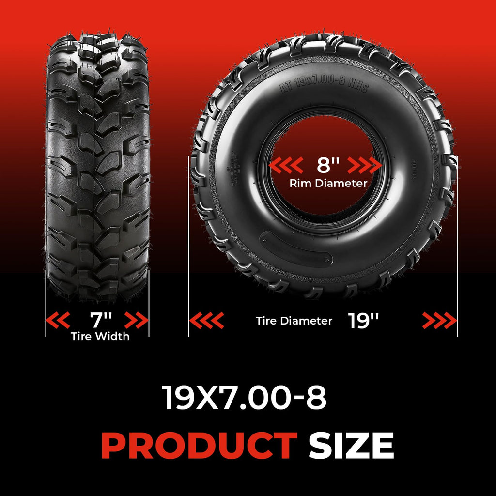 Set of 2 19x7-8 6 Ply Tubeless ATV Tires B4143