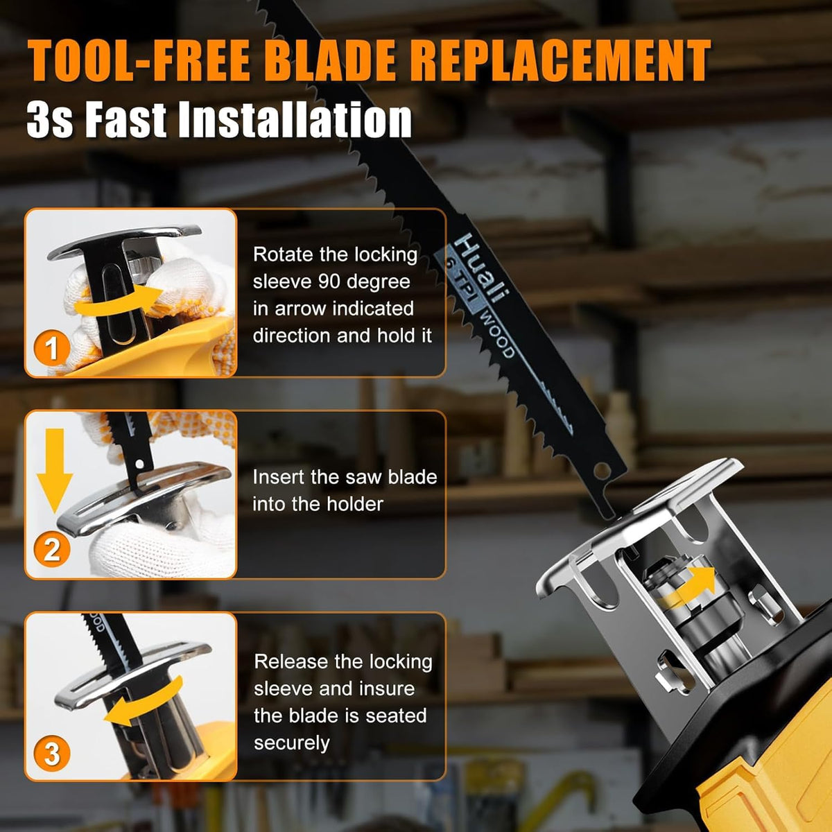 Cordless Reciprocating Saw with 4 Saw Blades P63431