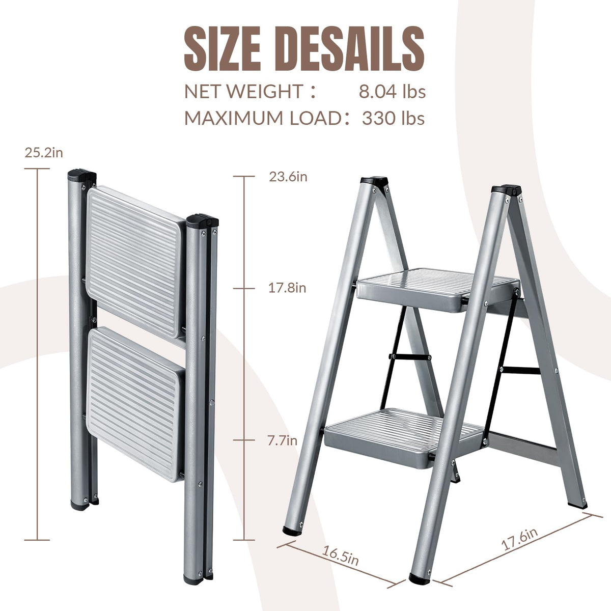 2 Step Steel Folding Step Stool A9475