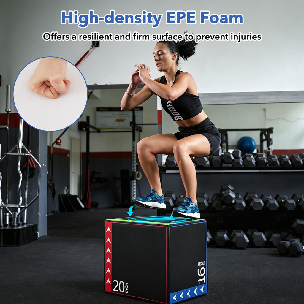 3 in 1 Plyometric Jump Box 16/20/24 Inch Soft Foam L260506