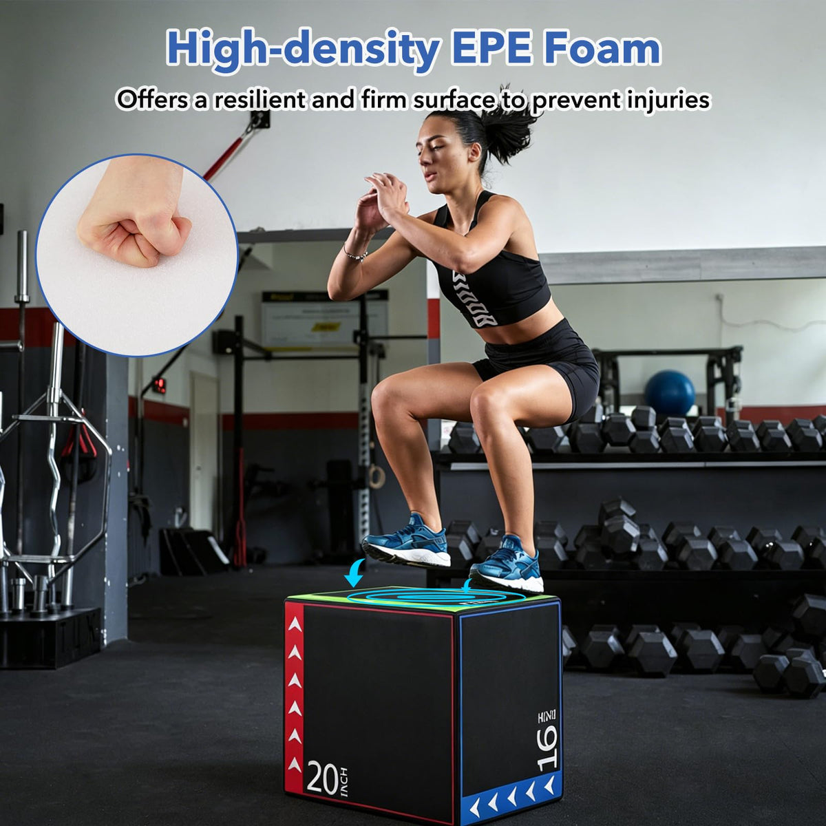 3 in 1 Plyometric Jump Box 16/20/24 Inch Soft Foam L260506