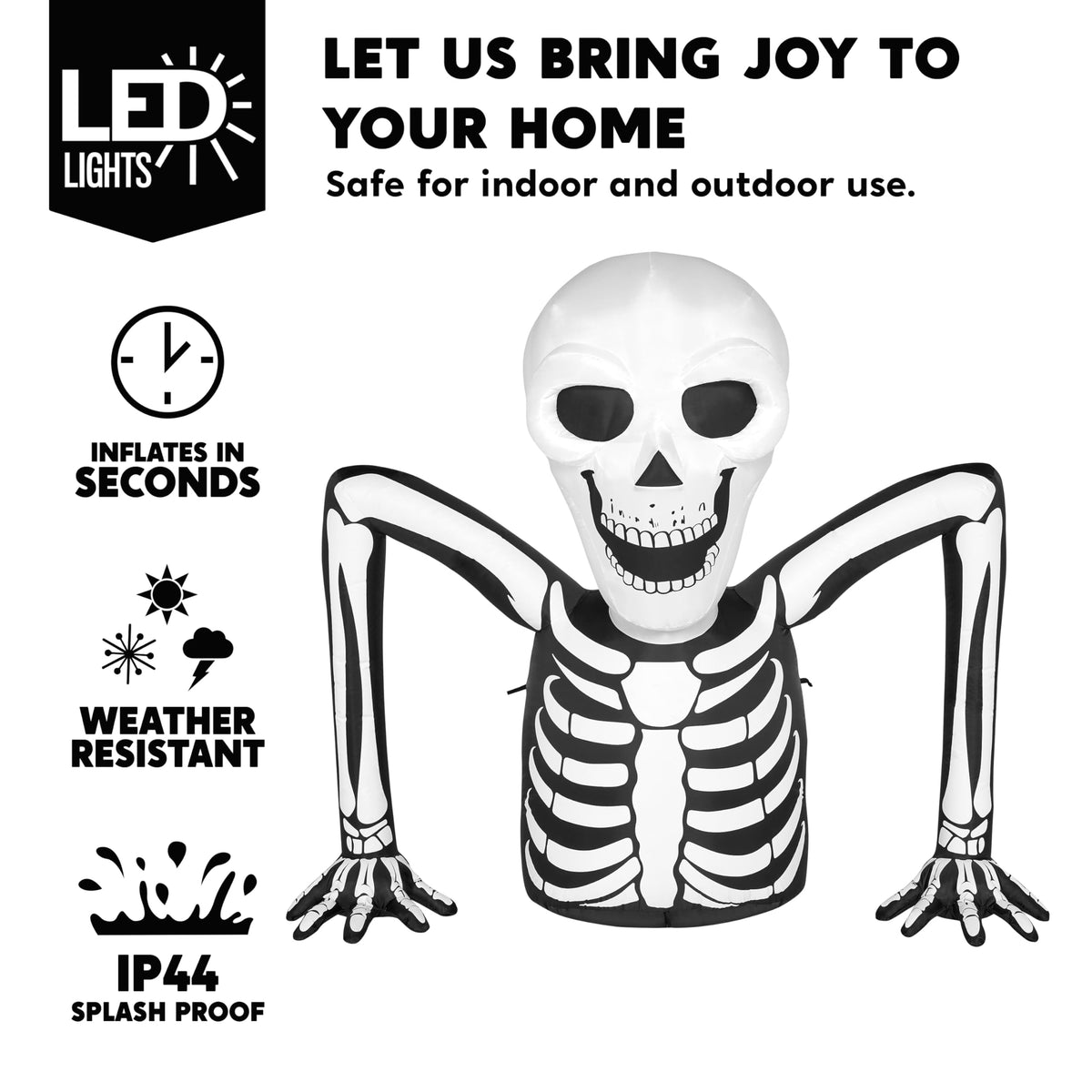 5.5 FT Long Inflatable Skeleton Outdoor Decoration with LEDs S734