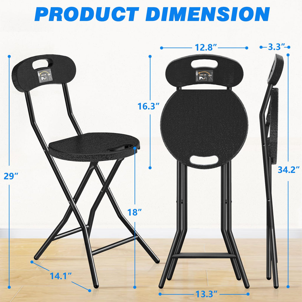 Folding Stool with Back, 18 inch Set of 1 X9061