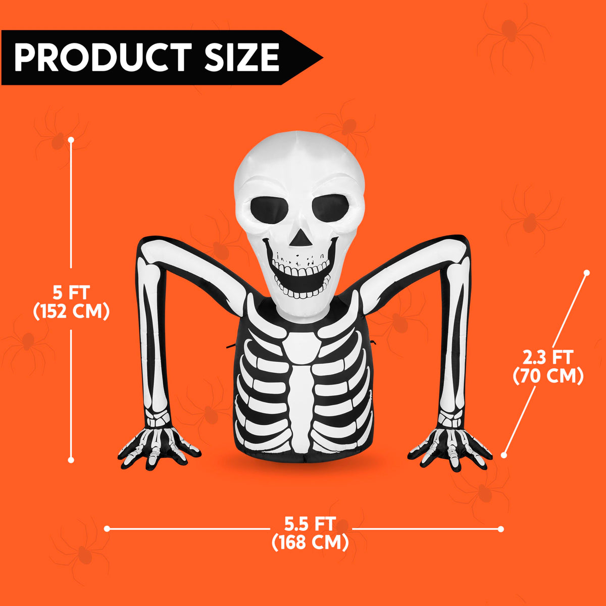 5.5 FT Long Inflatable Skeleton Outdoor Decoration with LEDs S734