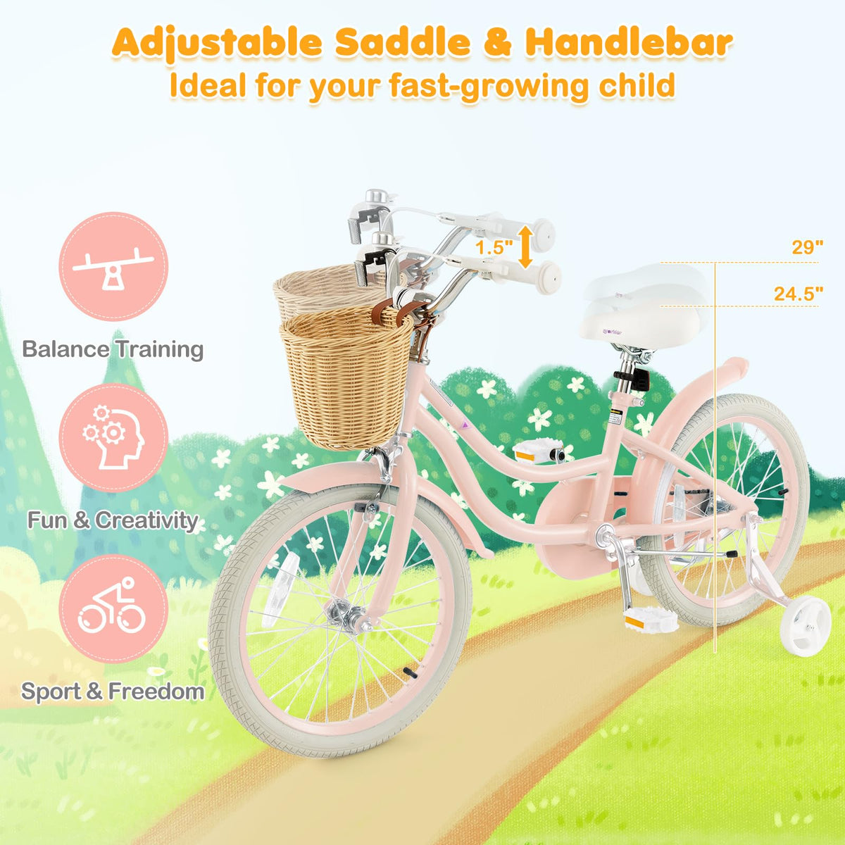 14 16 18 Inch Kids Bike with Training Wheels Q747840