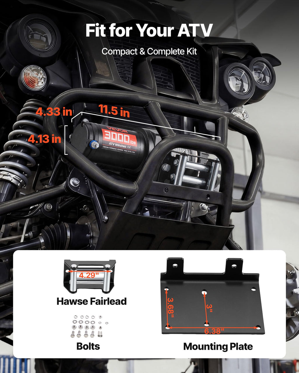 12V DC Electric Winch with Steel Wire Rope and Wired Remote Control I194506