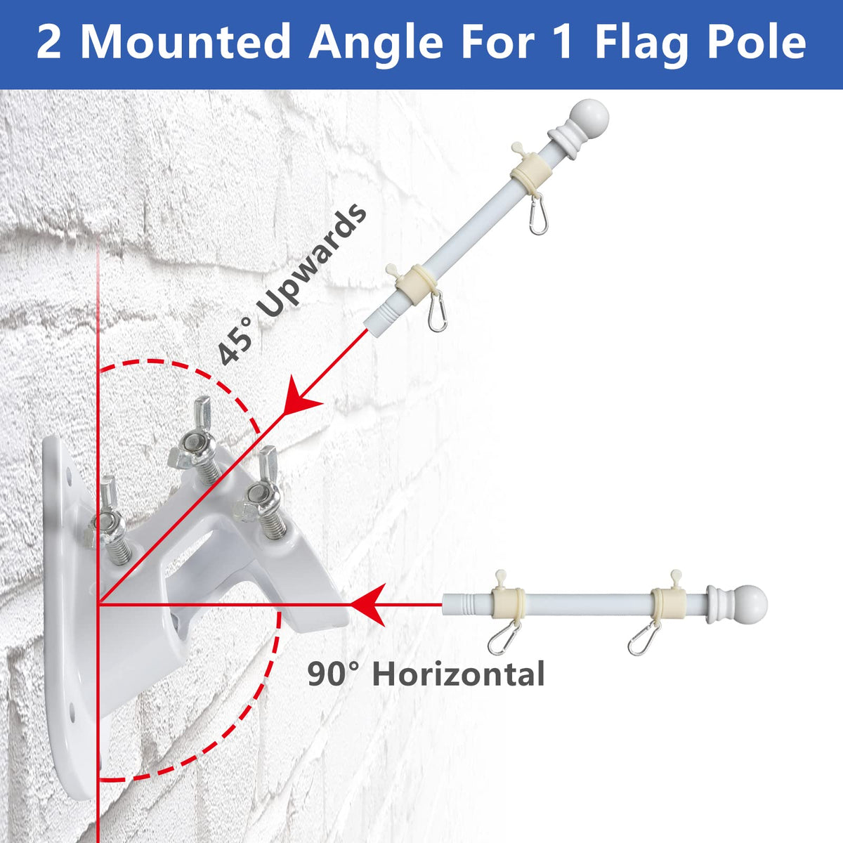White 5-6ft Tangle Free Metal Flag Pole Kit D97726
