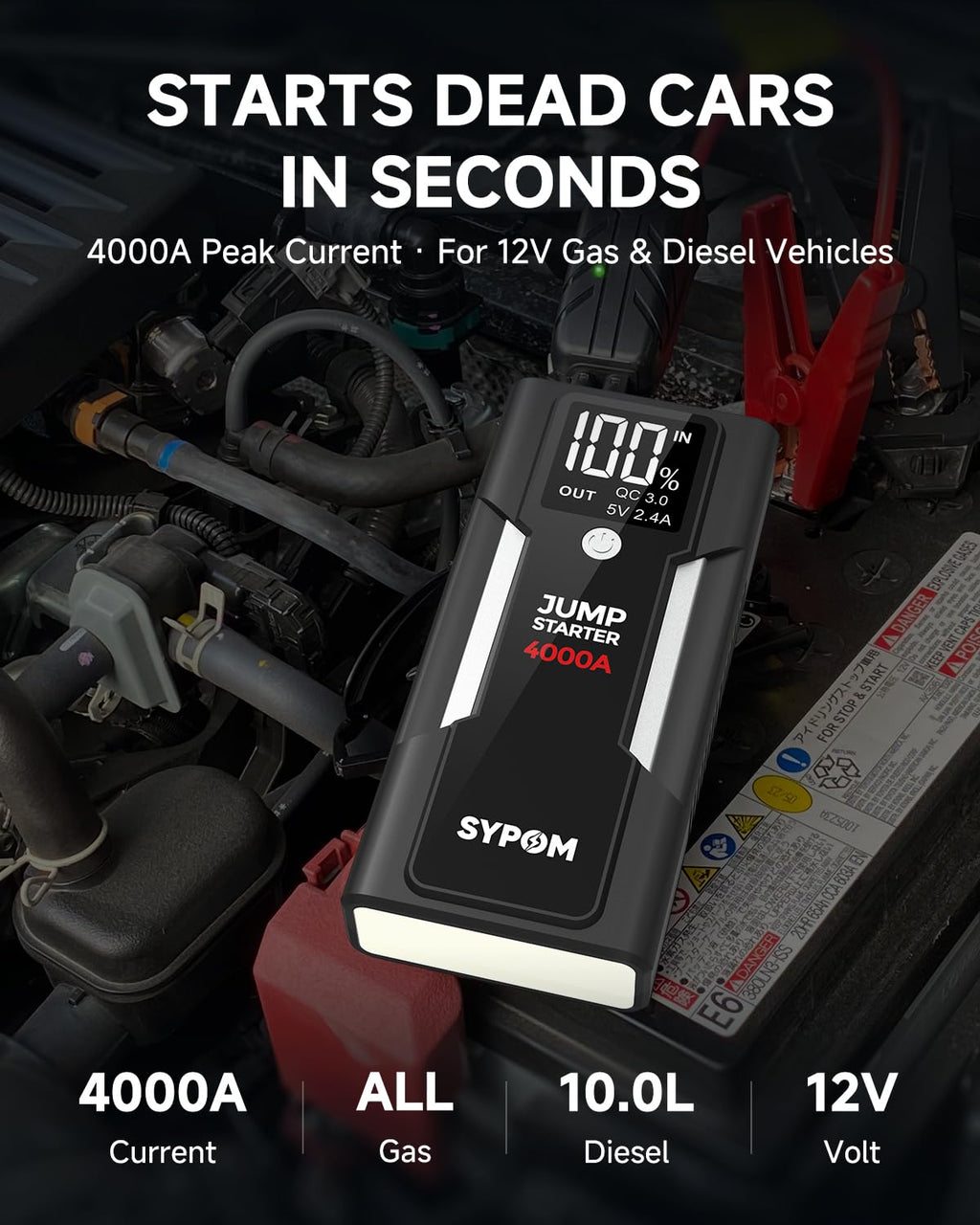 12V Portable Car Jump Starter Power Pack U5675