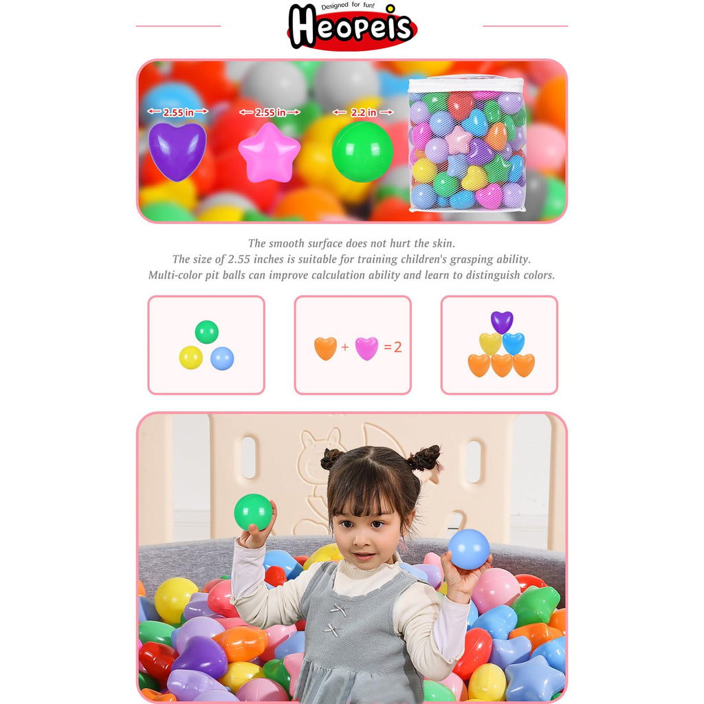 Pack of 100 200 500 BPA Free Non-Toxic Crush Proof Play Balls U603588