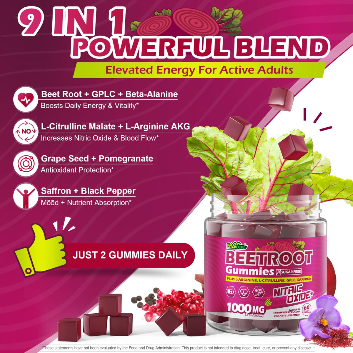 Beet Root Gummies with L-Citrulline & L-Arginine, Sugar Free B385