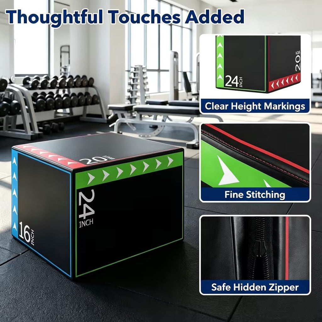 3 in 1 Plyometric Jump Box 16/20/24 Inch Soft Foam L260506