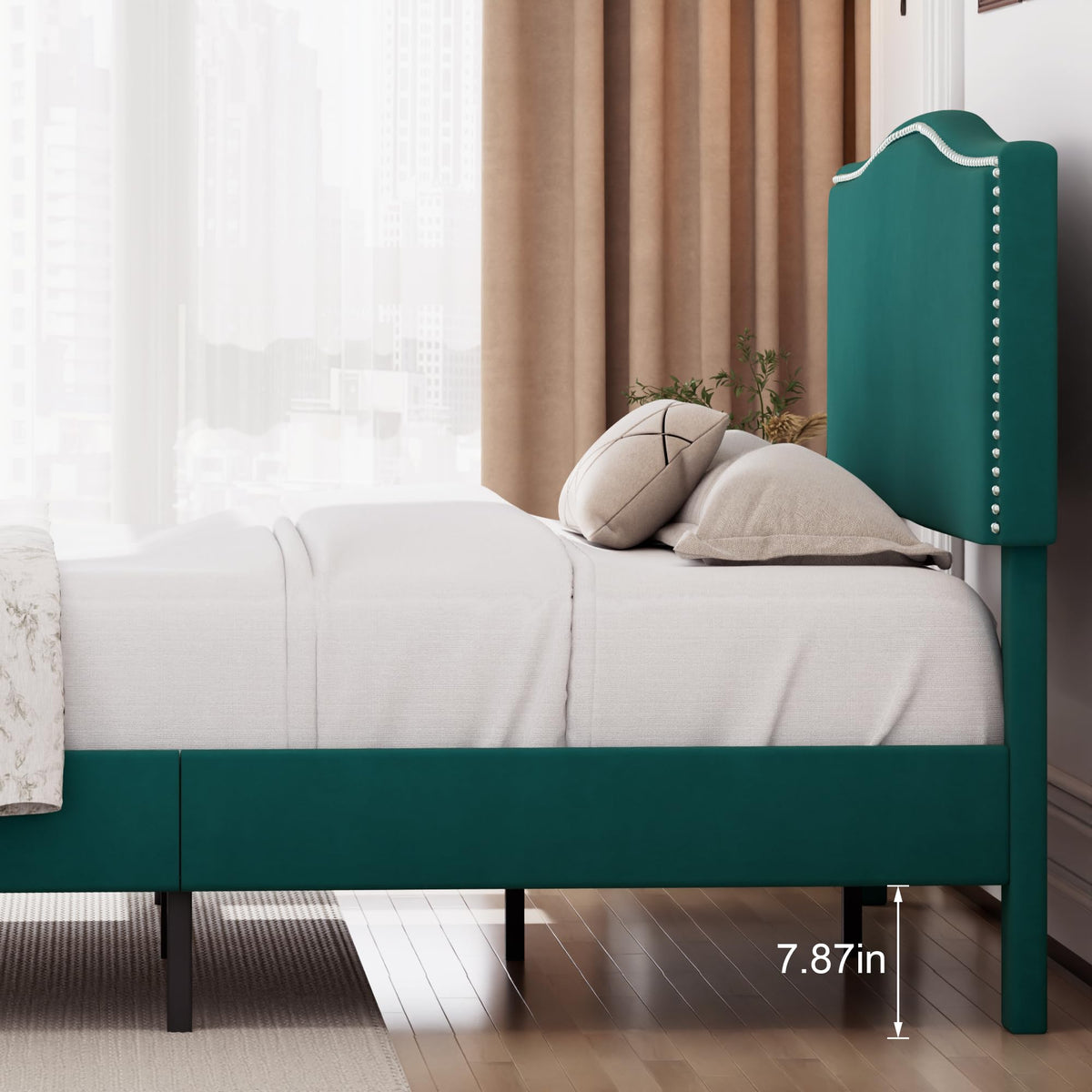 Full Platform Bed Frame with Adjustable Upholstered Headboard N10578