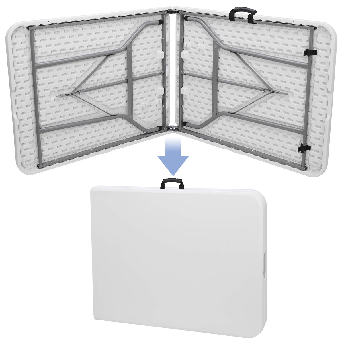 White 6Ft Heavy Duty Folding Picnic Table J723