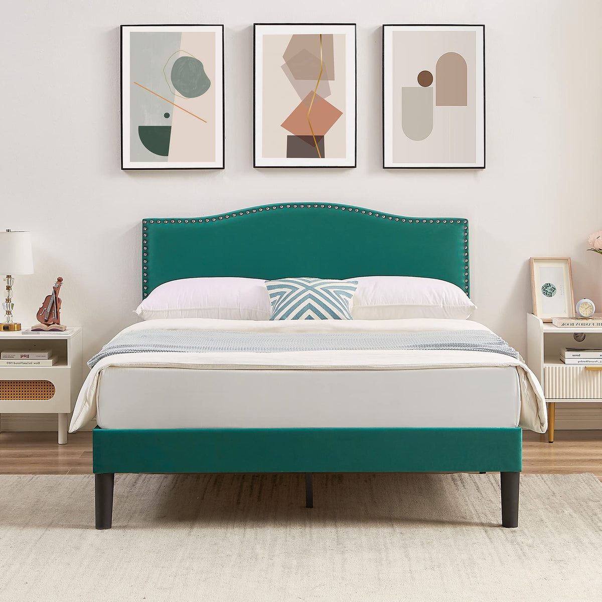 Full Platform Bed Frame with Adjustable Upholstered Headboard N10578