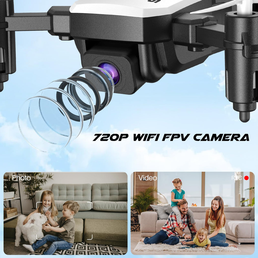 Mini Drone with 720P Camera, Foldable RC Quadcopter, White I66104
