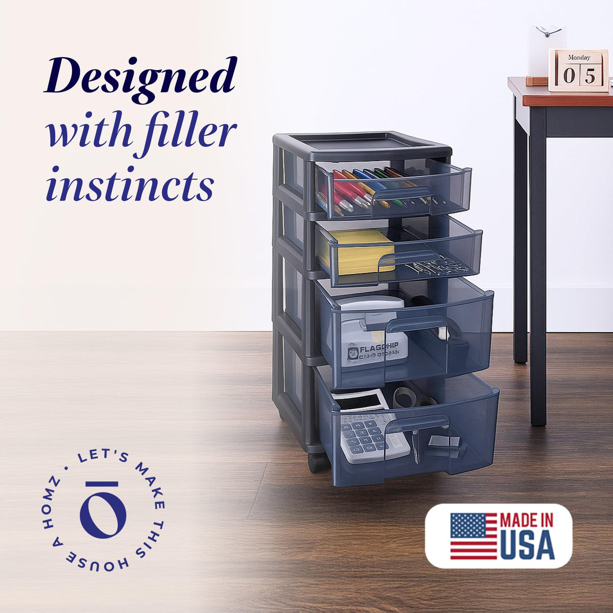 4-Tier Storage Cart with Removable Wheels U352213