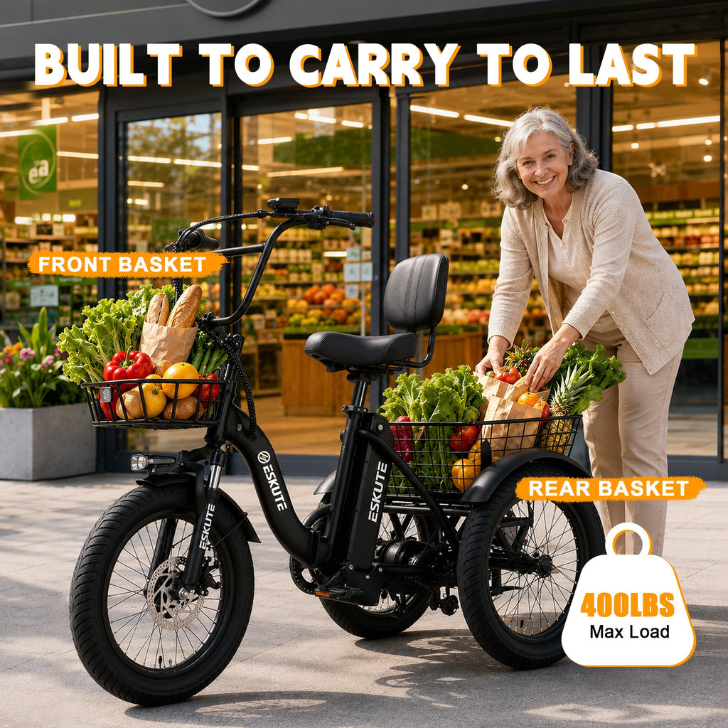 Electric Tricycle for Adults, 1200W Folding E-Trike, 48V 13Ah Battery, 18" Fat Tire 3-Wheel Electric Bike O791526