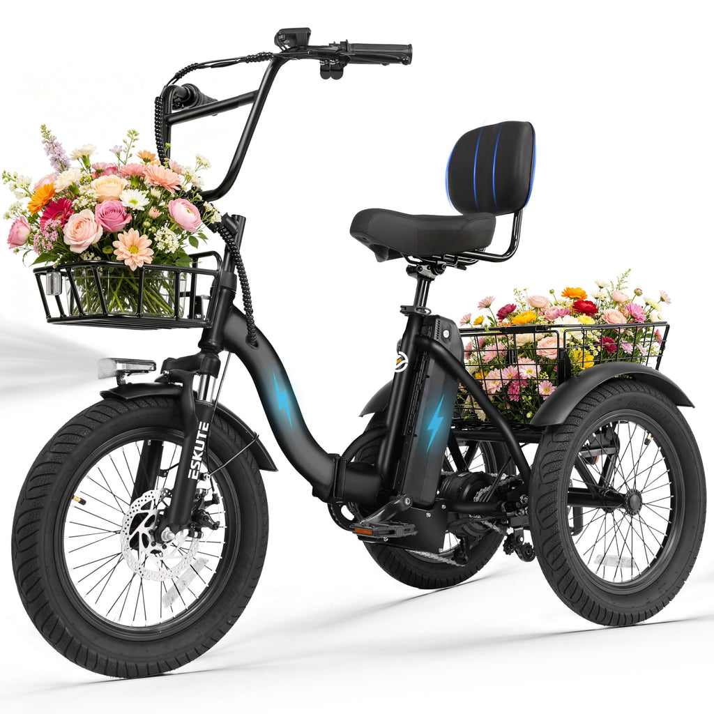 Electric Tricycle for Adults, 1200W Folding E-Trike, 48V 13Ah Battery, 18" Fat Tire 3-Wheel Electric Bike O791526