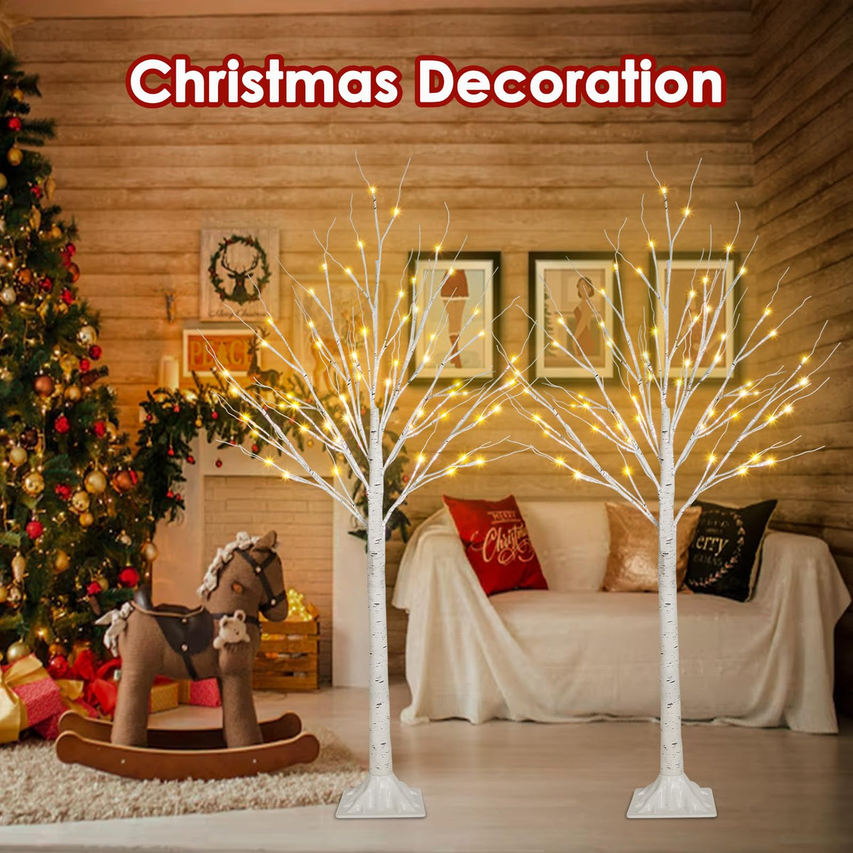 2-Pack 4FT Lighted Birch Tree B750322