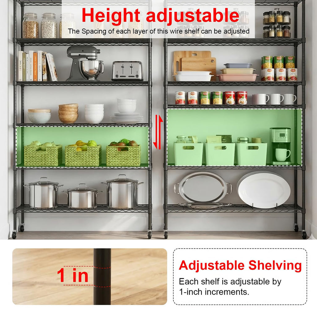 6-Tier Wire Shelf with Wheels T9917