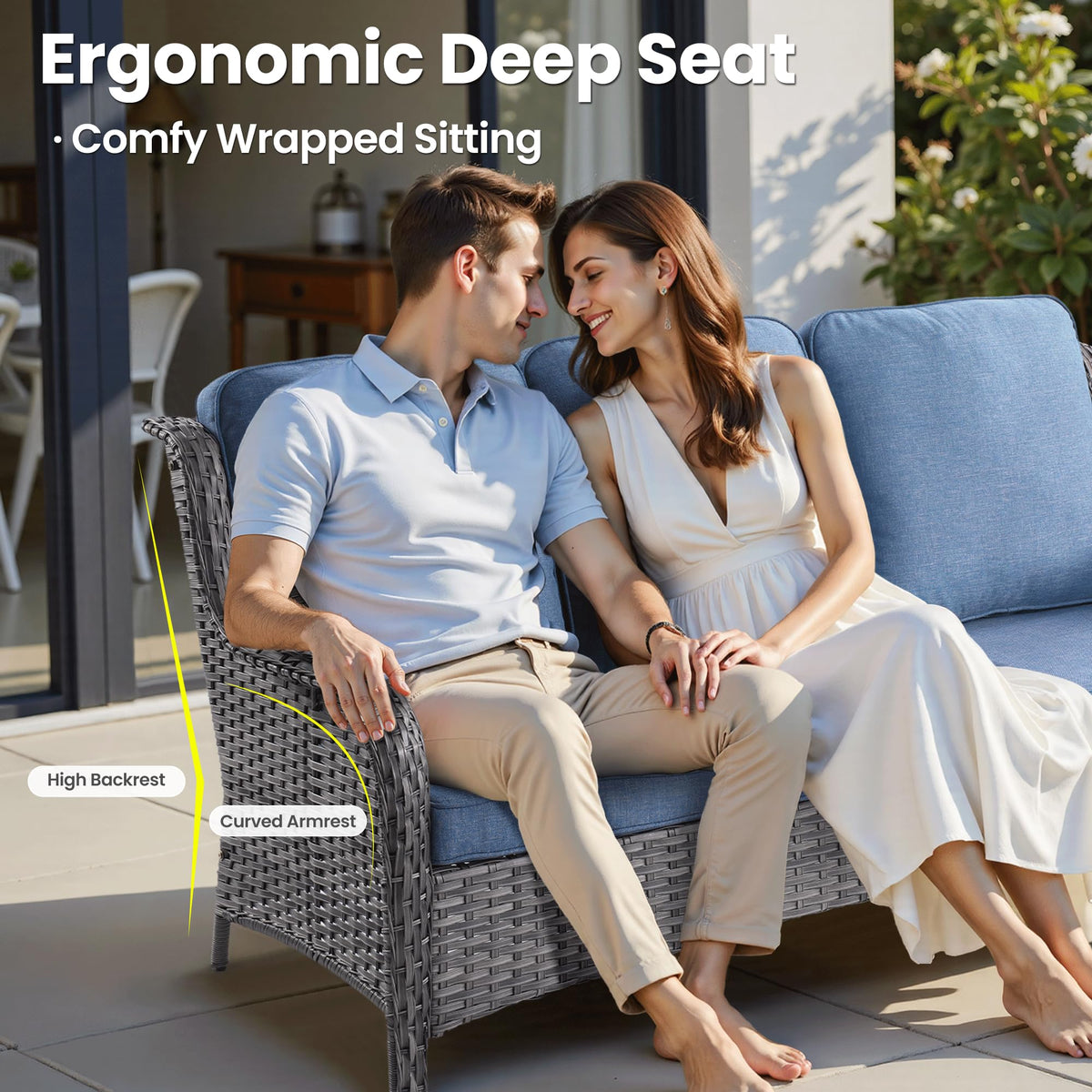 5-Piece Outdoor Wicker Sofa Set with Swivel Chairs C660419