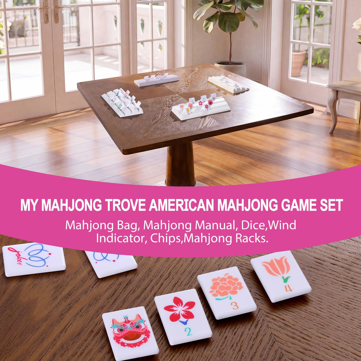 160 Printed American Mahjong Tile Set with 4 Racks & Carrying Bag C197822